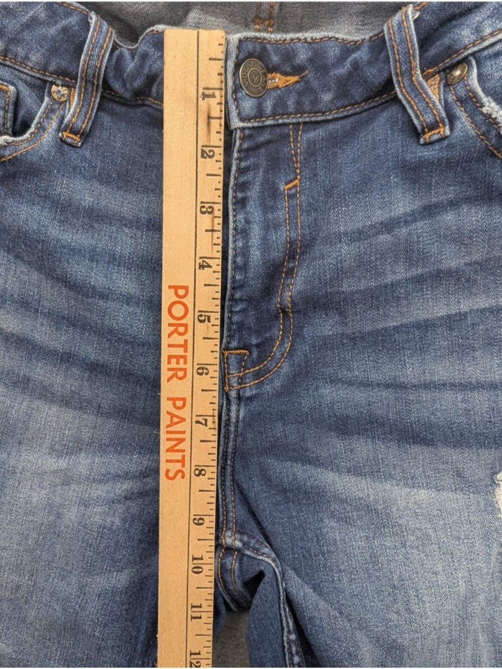 Vigoss Shorts Womens 18 Blue Distressed Denim Cutoff Marley Stretch Summer - Picture 6 of 15